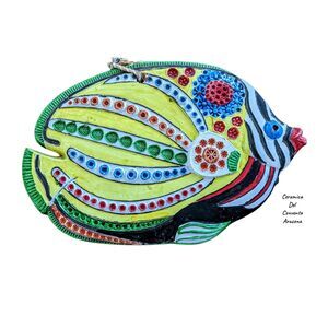 Ceramica Del Convento Aracena Tropical Fish Wall Hanging Hand Painted